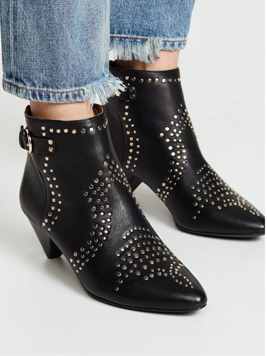 Joie Bickson Black Studded Pointed Toe Ankle Boots Size 36.5